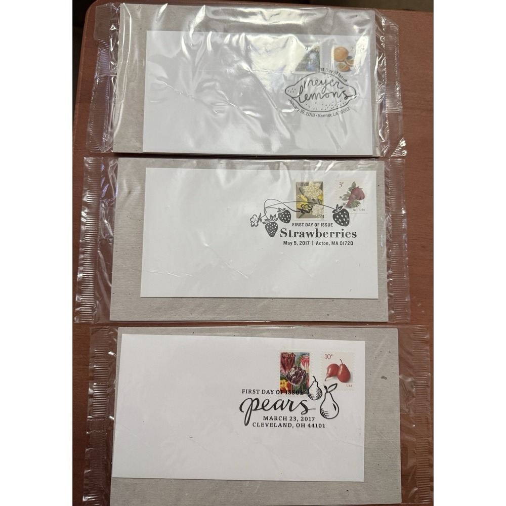 2017 -2018 Fruits USPS First Day Covers Pears, Strawberries, Meyer Lemons‎ New